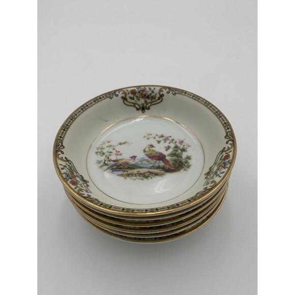 6 Noritake Chelsea 5.25” Berry Bowls Pheasant Birds Rare 71432 HTF Antique China - Picture 1 of 14